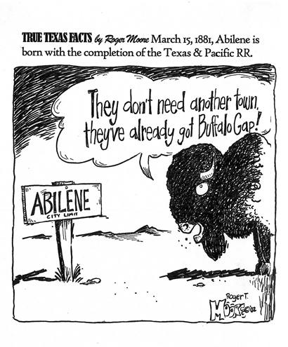 March 15, 1881, Abilene is born; Texas history  cartoons