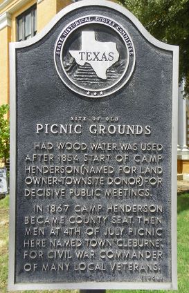 Cleburne Tx - Site of Old Picnic Grounds Historical Marker