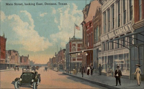 Denison TX - Main St. 1913 postcard 