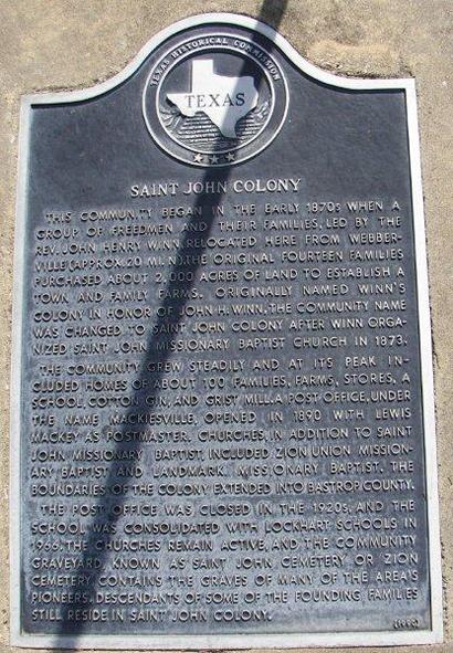 St. John Colony TX Historical Marker