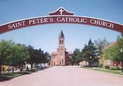 St. Peter's Catholic Church and gate, Lindsay, Texas