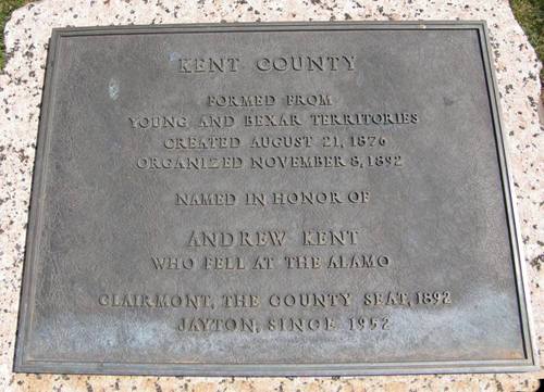 Kent County TX centennial marker