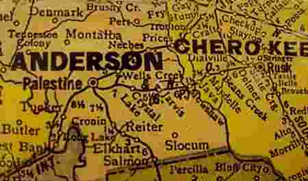 1940 Anderson and Cherokee County Texas census map