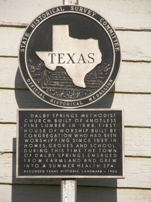 Dalby Springs Texas - United Methodist Church historical marker