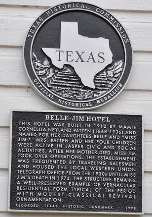 Jasper TX - Belle-Jimm Hotel Historical Marker