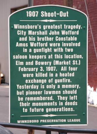 Winnsboro Tx 1907 Shoot-out marker
