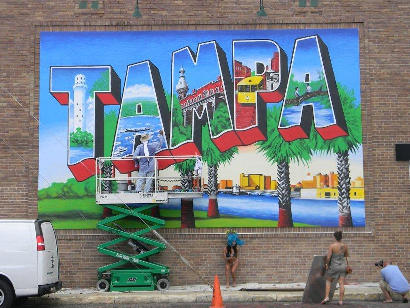 Tampa Florida Postcard  Mural, Artist and model