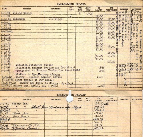 WWII - George Short's Pay Record