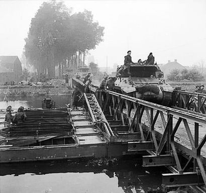 tank destroyers crossing a Bailey bridge