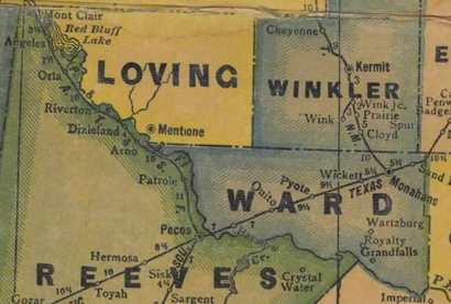 Winkler County,Texas 1940s old map
