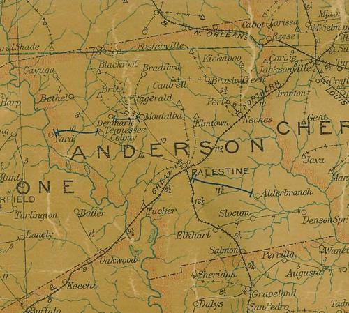 TX - Anderson County  1907 Postal Map