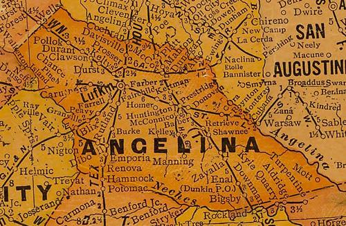 TX Angelina  County 1920s Map