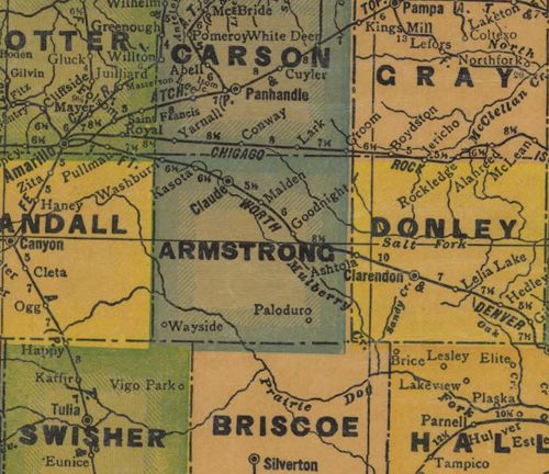 Armstrong County TX 1940s Map
