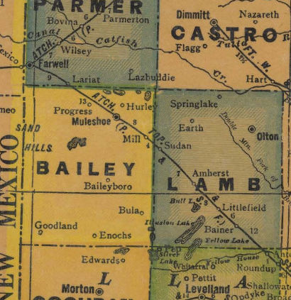 Bailey County TX 1940s map