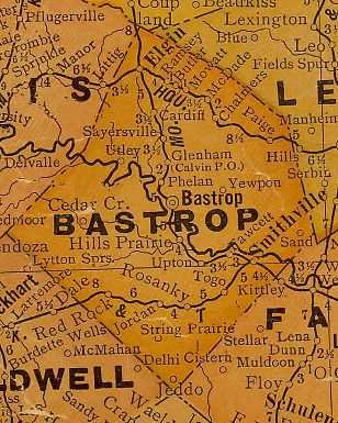 Bastrop CountyT exas 1920s map