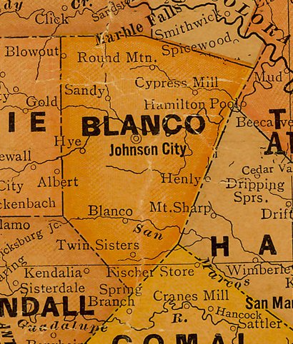 Blanco County TX 1920s Map