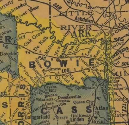 Bowie County Texas 1940s map