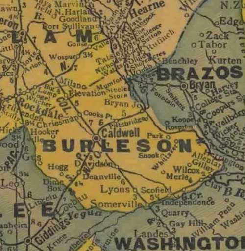 TX Burleson County 1940s Map