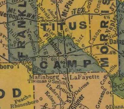 TX Camp  County 1940s Map