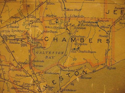 Chambers County Texas 1940s map