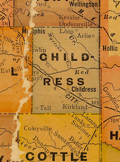Childress County TX 1920s Map 