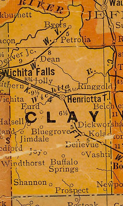 Clay County Texas 1920s Map
