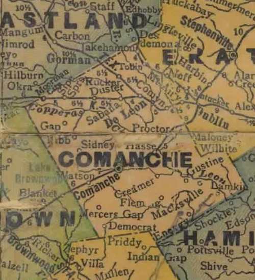 Texas 1940s Comanche County  Map