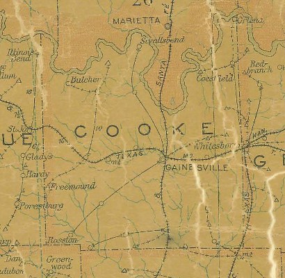 TX Cooke County 1907 Postal Map