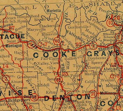 TX Cooke County 1930s Map