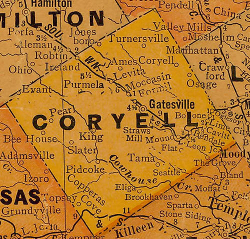 Coryell Count TX 1920 Map
