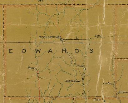 Edwards County TX 1907 Postal Map