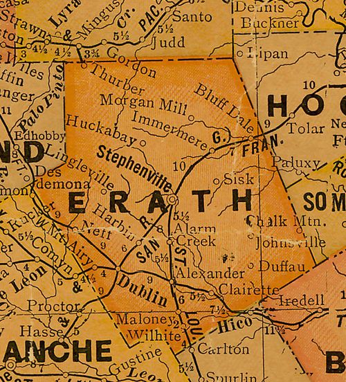 Erath County Texas 1920s map