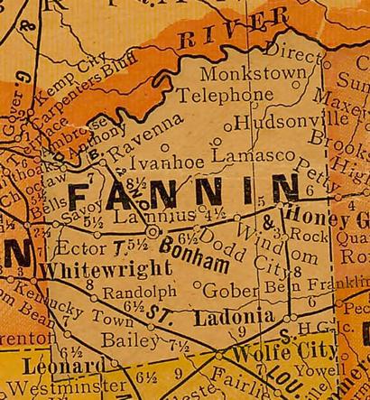 TX Fannin County  1920s Map