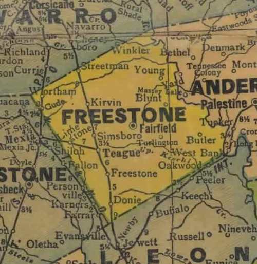 Freestone County 1920s map