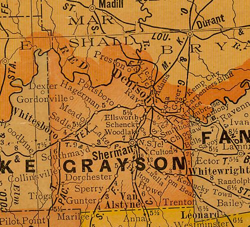 Grayson County TX 1920s Map