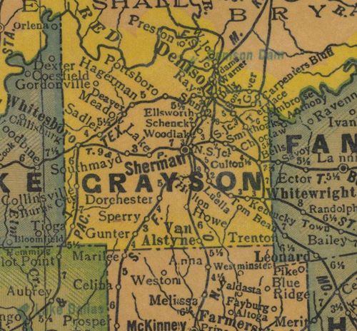 Grayson County Texas 1940s  old map