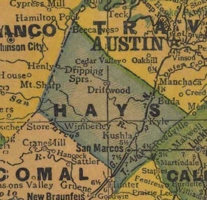 TX Hays  County 1940s Map