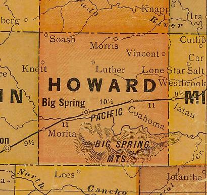 TX - 1920s Howard County map