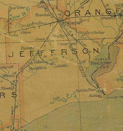 Jefferson County TX 1907 Postal Map