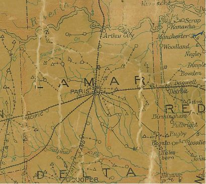 Lamar County TX 1907 postal map