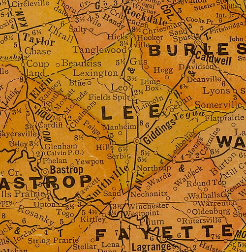 TX Lee County 1920s Map