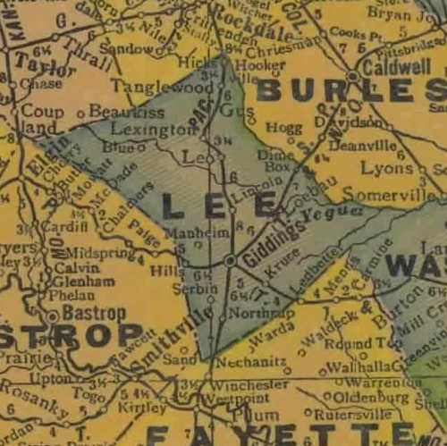 TX Lee County 1940s Map