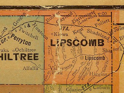 Lipscomb County Texas 1920s map