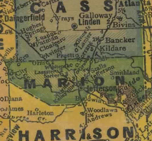 Marion County TX 1940s Map