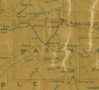 Mason County Texas 1907 Postal map