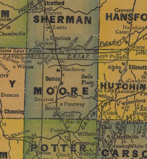 Moore County Texas 1940s map