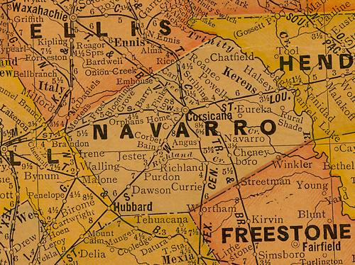 Navarro County Texas 1920s Map