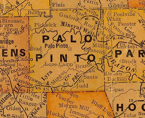 Palo Pinto County TX 1920s Map