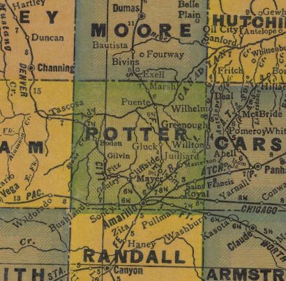 Potter County Texas 1940s map