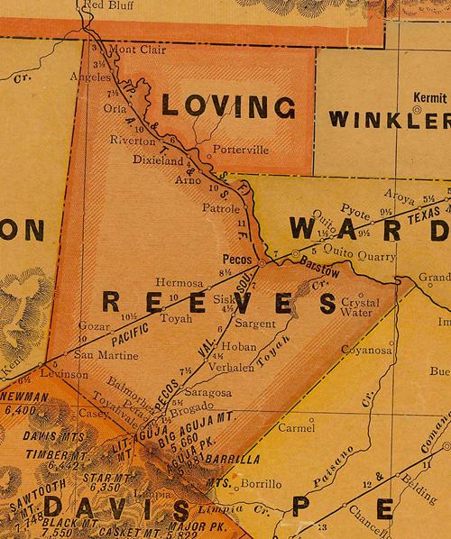 Reeves County TX 1920 Map